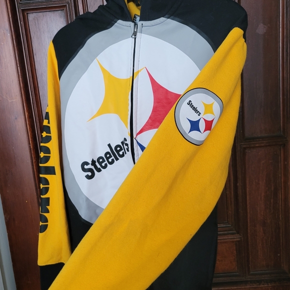 Pittsburgh Steelers Youth Black Poster Board Long Sleeve Full Zip Jacket- Large - Picture 2 of 7